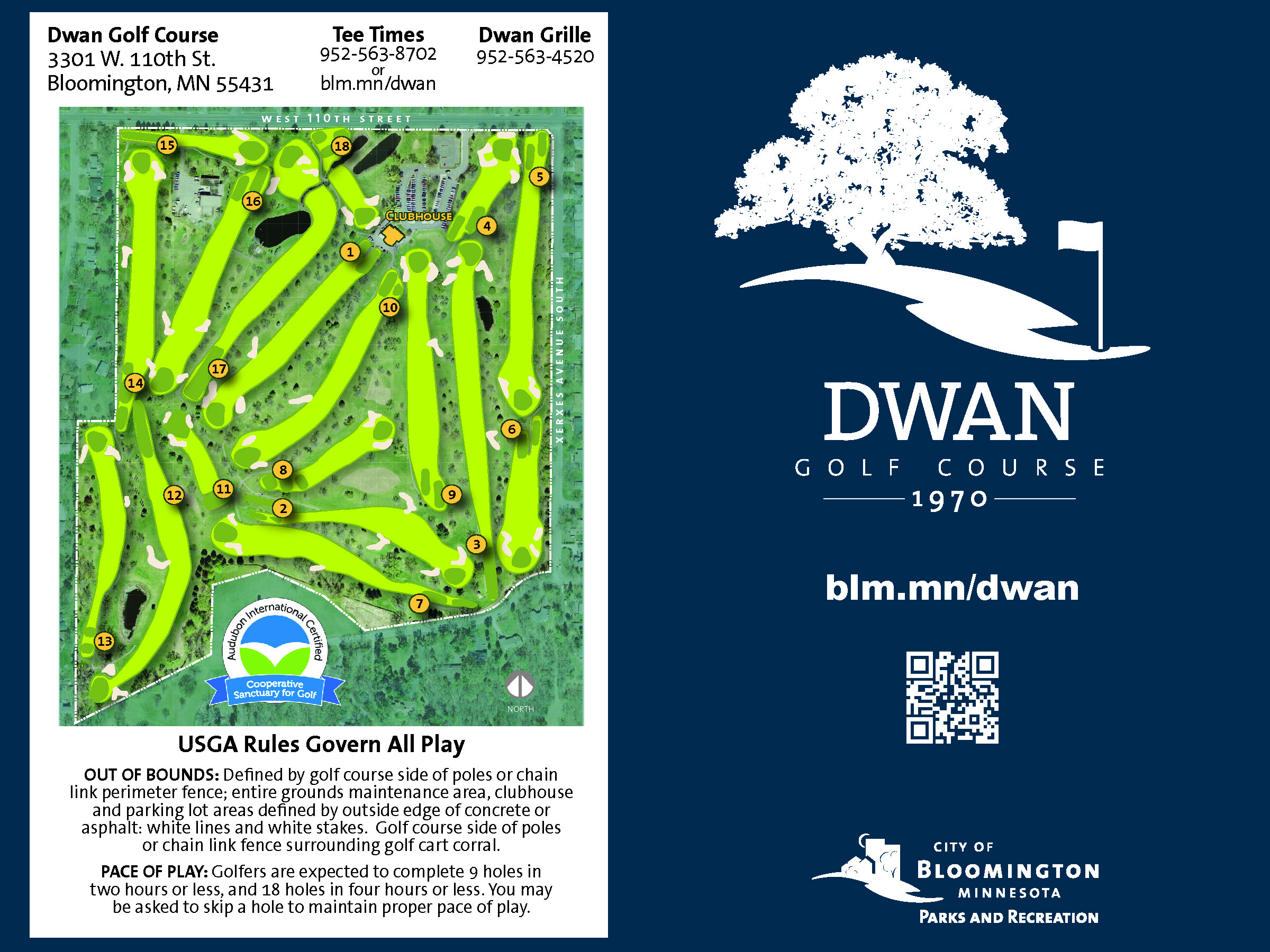 Dwan Golf Course Scorecard 2024 OUTSIDE