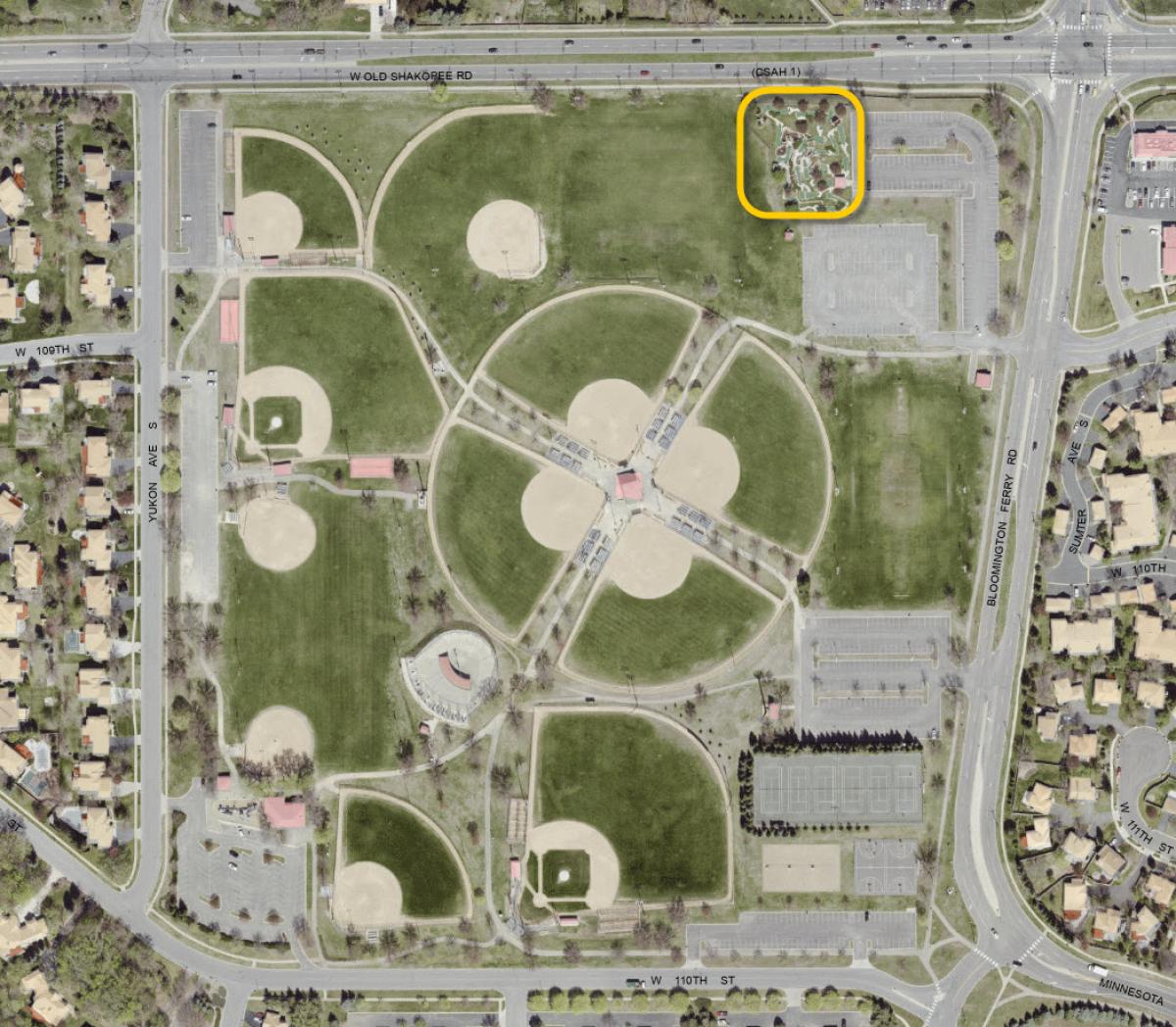 Overhead map showing Links at Dred Scott location