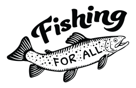 Black Fishing for All logo with an illustration of a fish