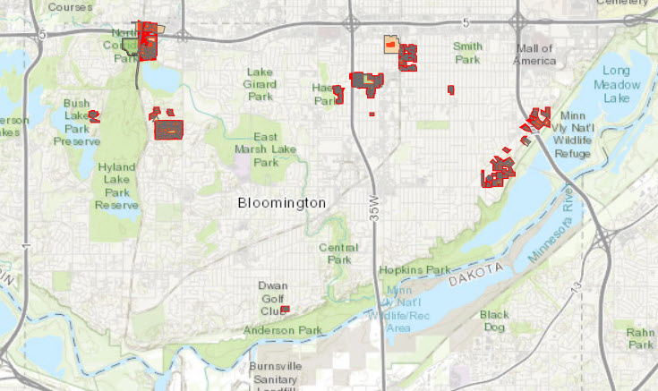 Image of Bloomington map that links to GIS map.