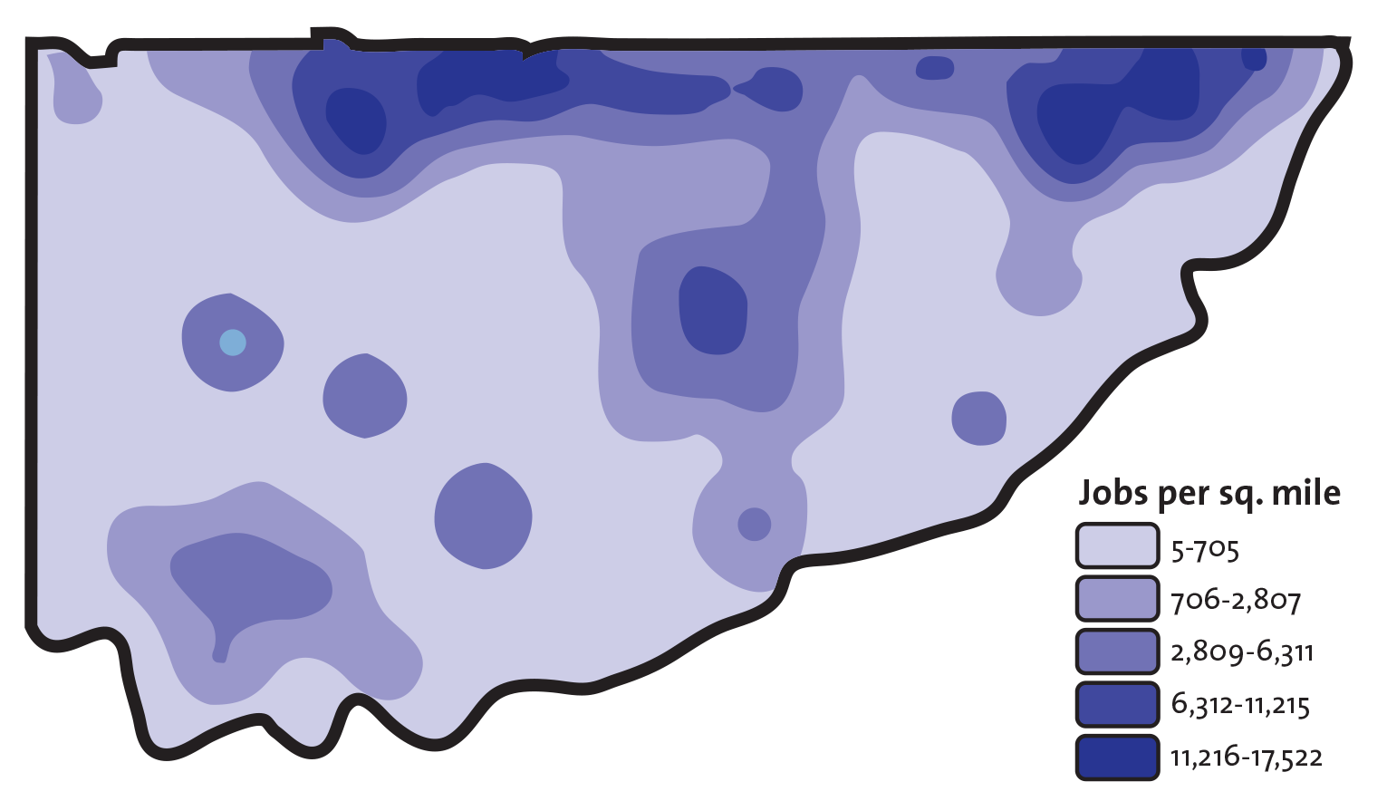 Jobs per square mile