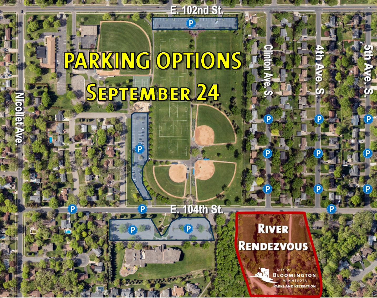 River Rendezvous Parking Map September 2022 With Church & 104th Street