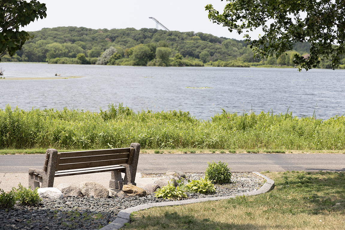 Normandale Lake with one bench