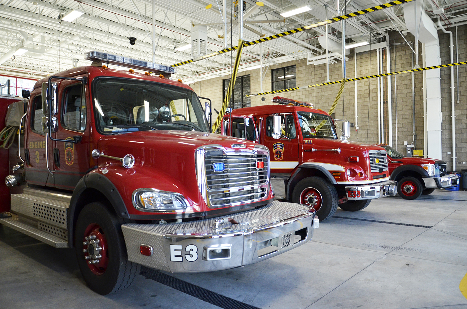 Bloomington Fire Station 3 trucks parked inside
