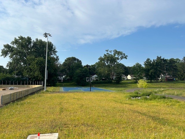 Photo of Bryant Park basketball court construction as of August 19, 2025