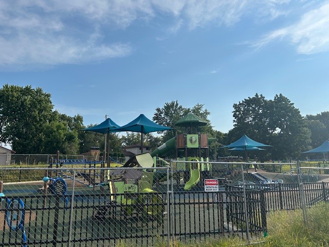 Photo of Bryant Park inclusive playground construction as of August 19, 2025