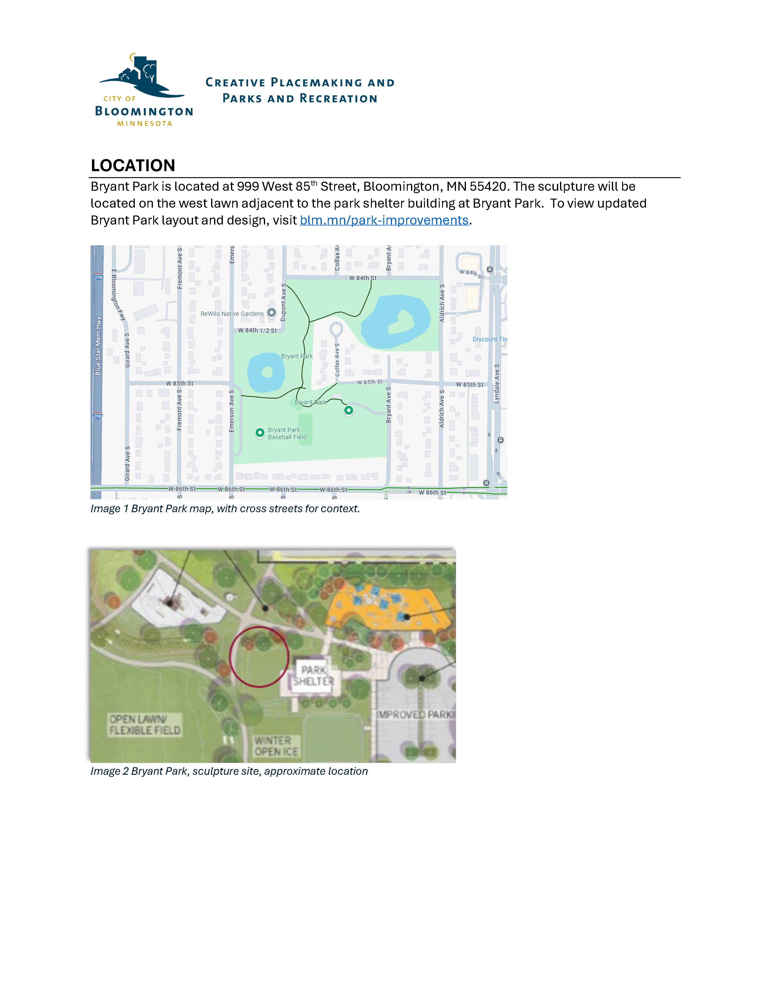 Description and location of Bryant Park.