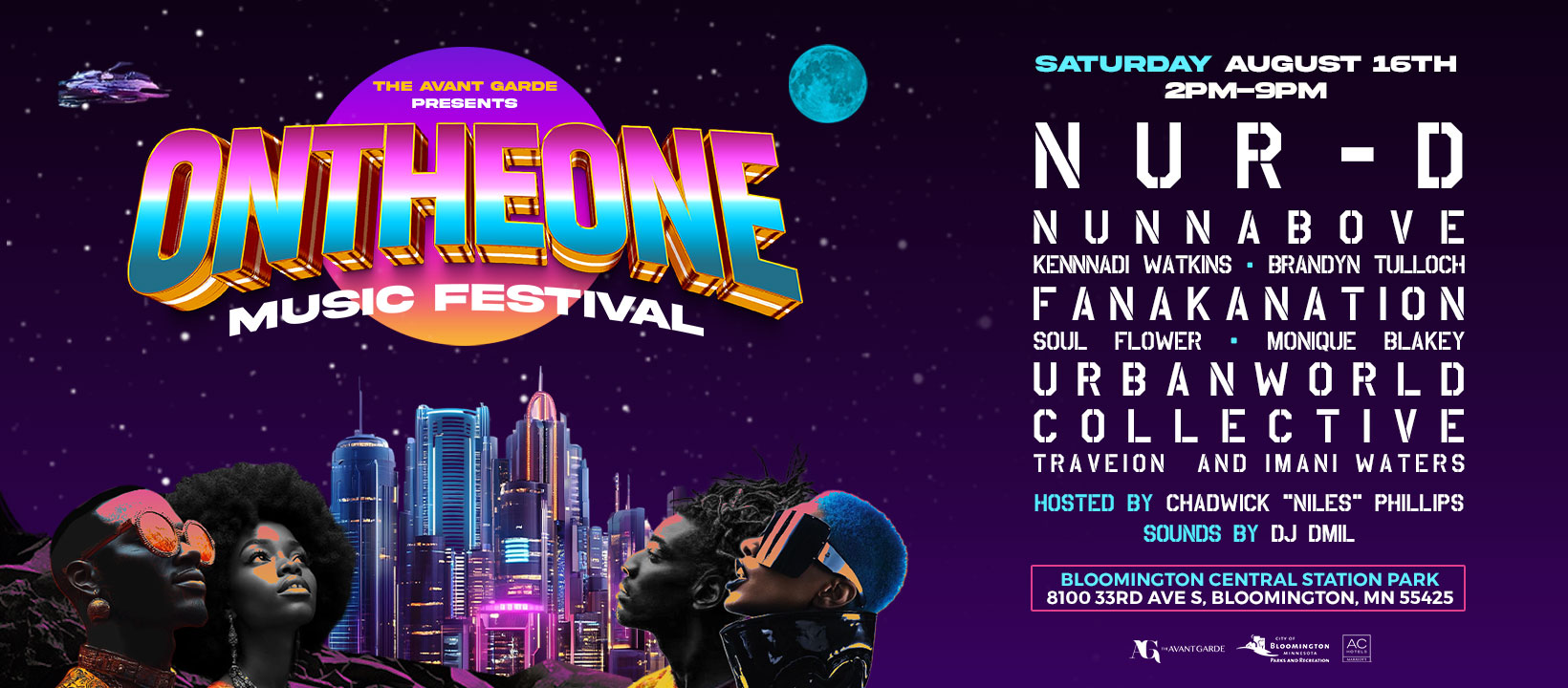 On The One Music Festival 2025 horizontal graphic with pink, green, purple and orange logo and performer listing