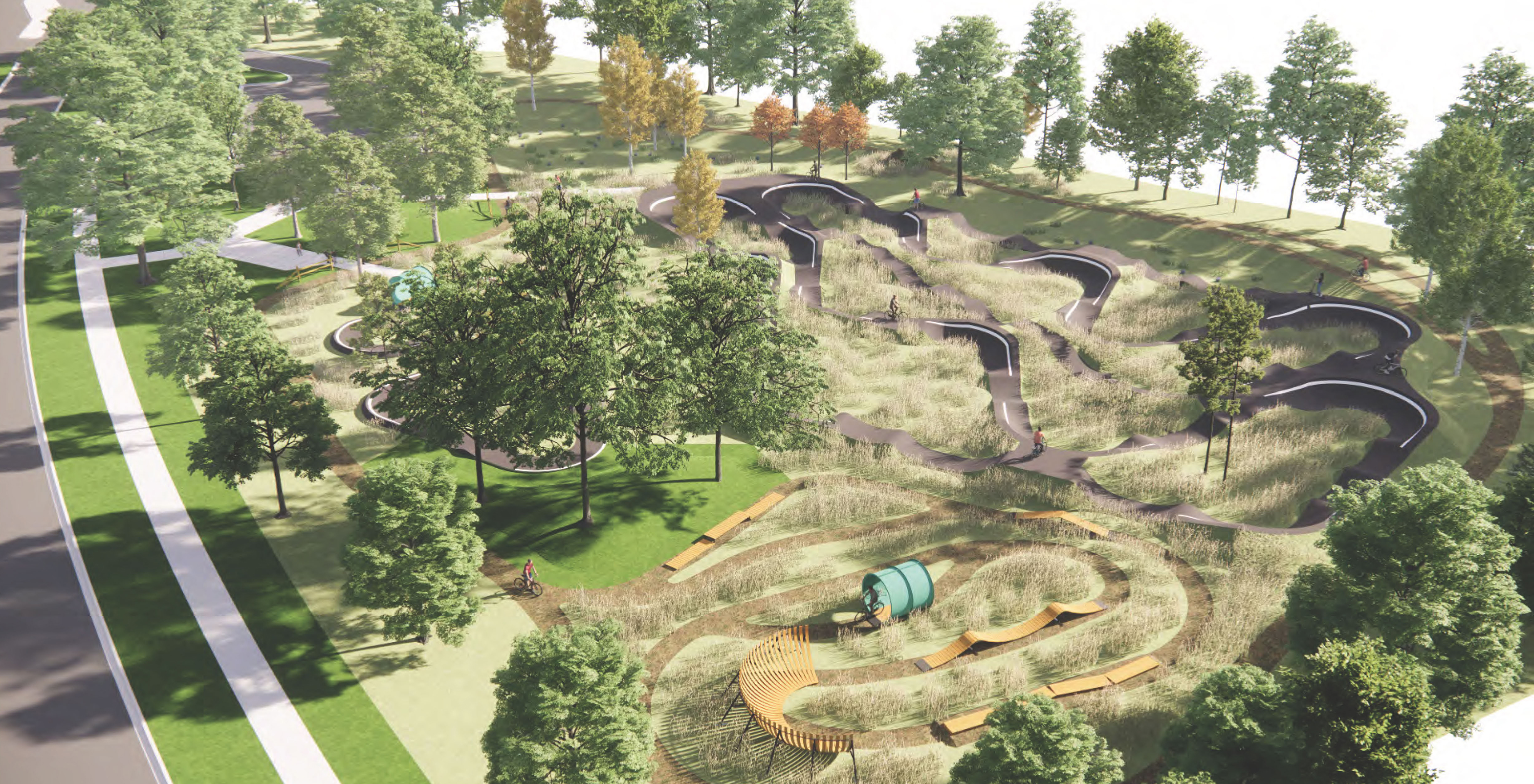 Tretbaugh Bike Skills Park bird's eye rendering no labels
