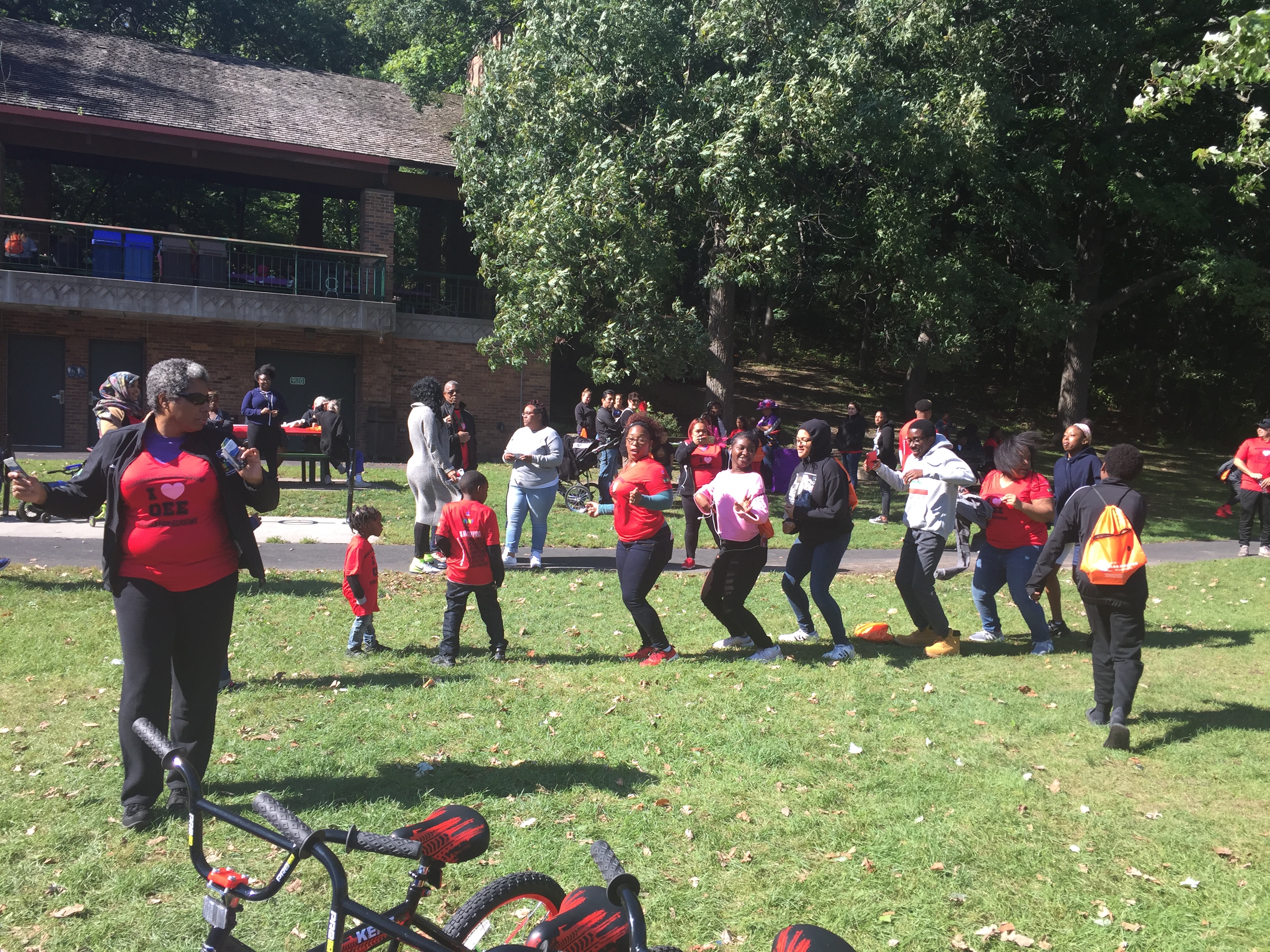 Adults and kids having fun during an event at Bush Lake Park Shelter 3