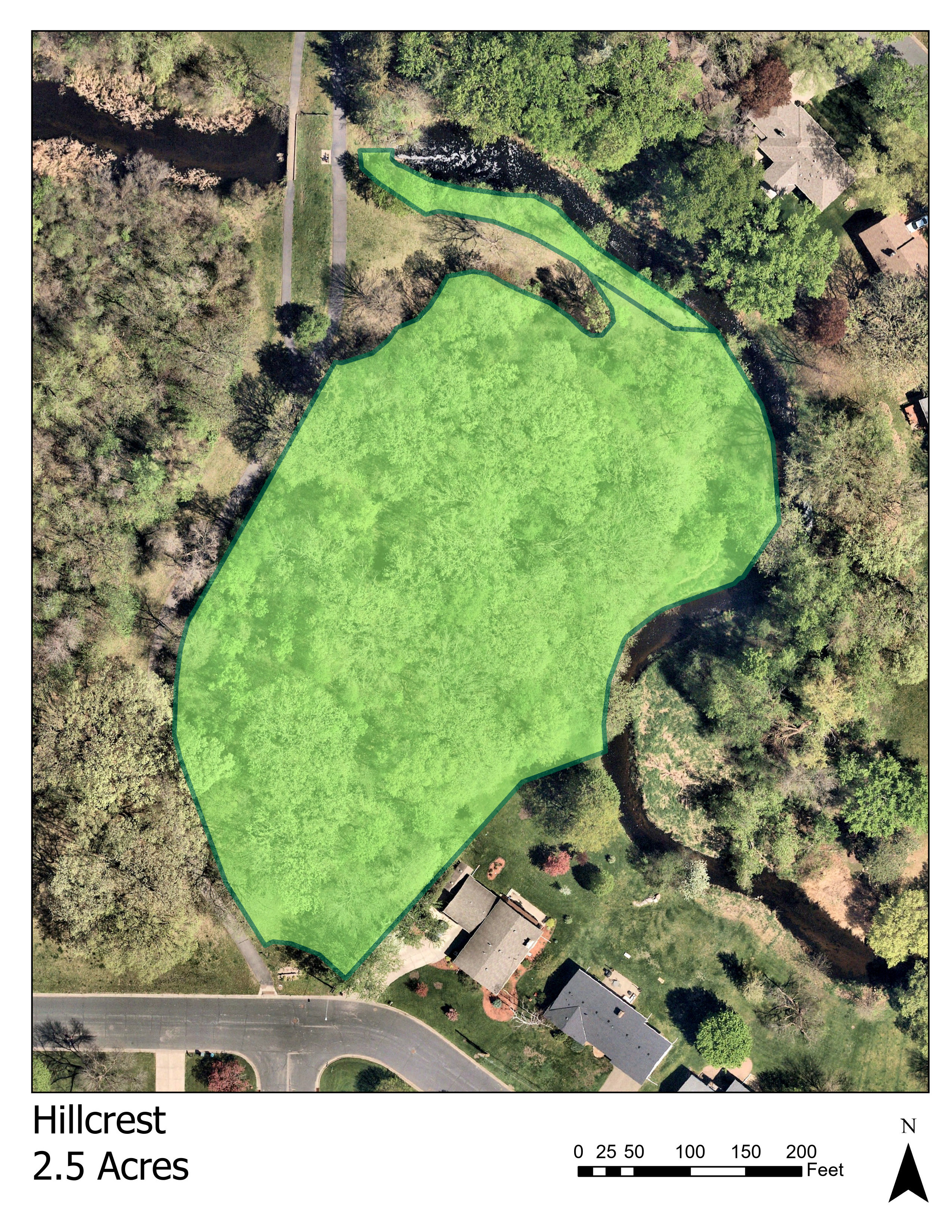 Natural restoration area south of Hillcrest Elementary School