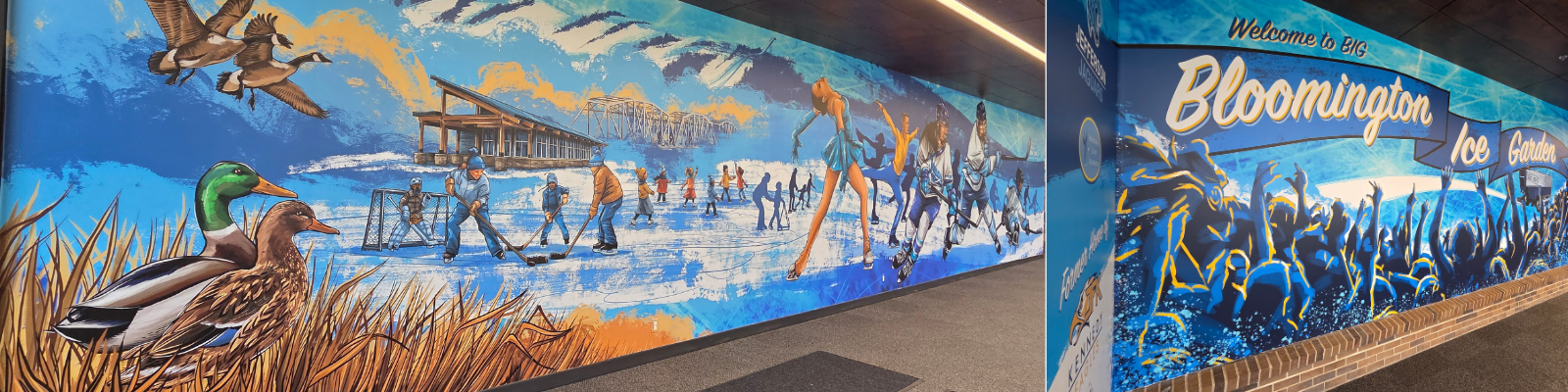 Images of Meant to be Here mural by Adam Turman at Bloomington Ice Garden