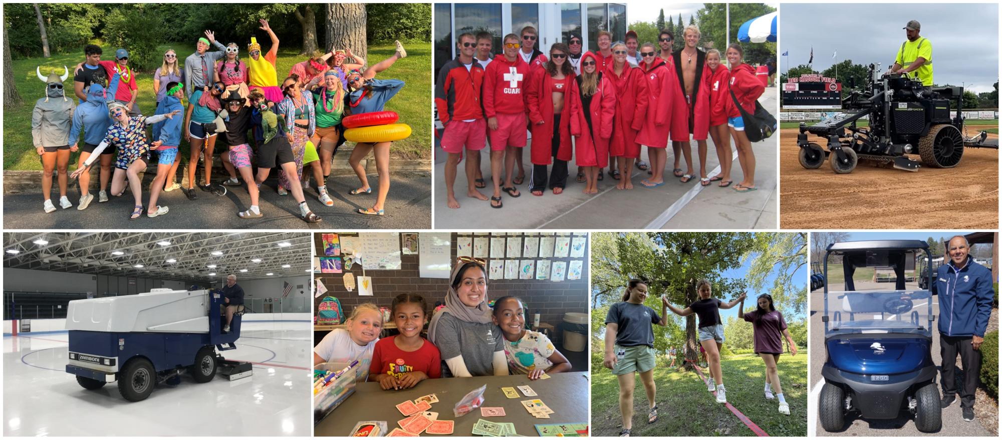 Montage of City staff including youth programs, aquatics, golf, ice garden and park maintenance