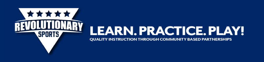 Blue banner with RevSports logo and Learn. Practice. Play tagline