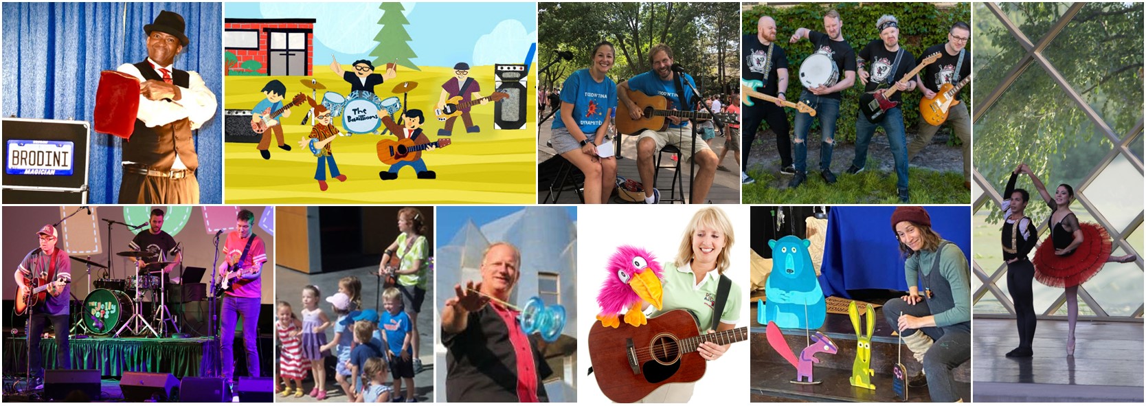 Montage of performers for the 2026 Monday Morning Kids' Series 