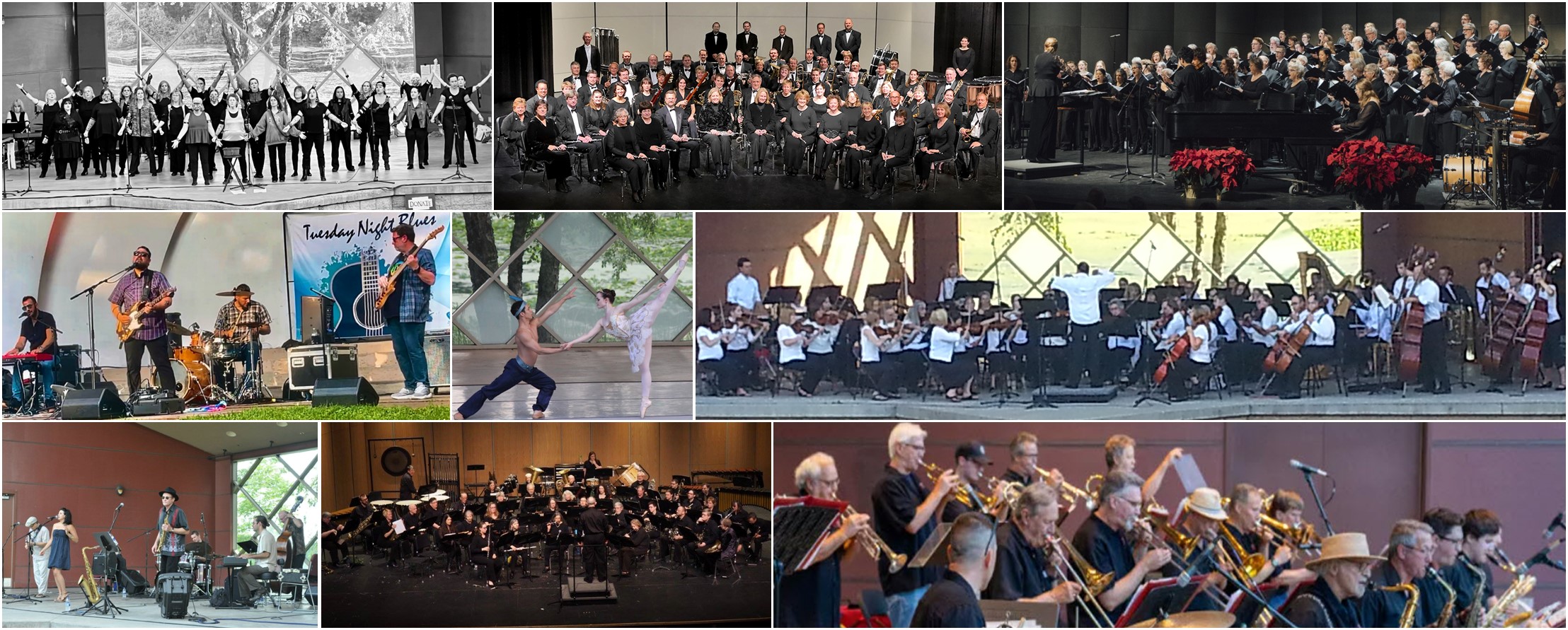 Montage of performers for the 2026 Arts in the Parks Tuesday Performance Series
