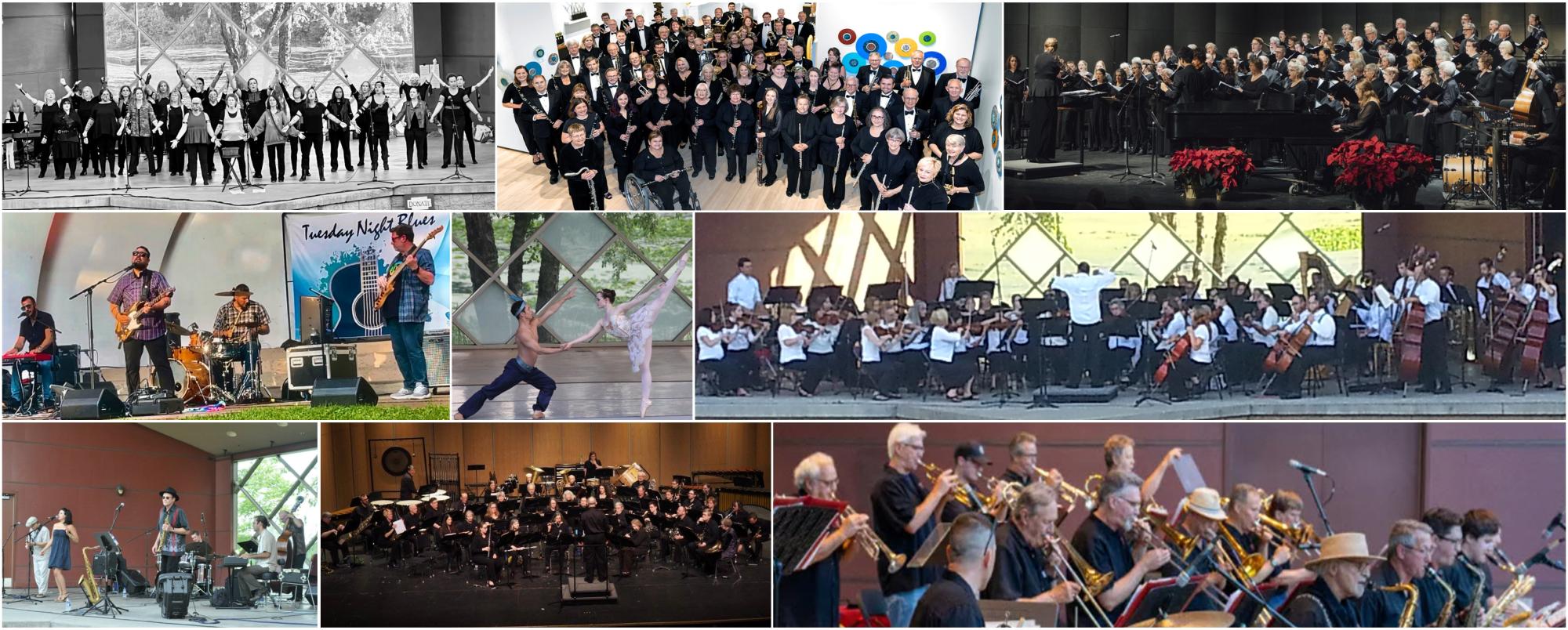 Montage of performers for the 2026 Arts in the Parks Tuesday Performance Series