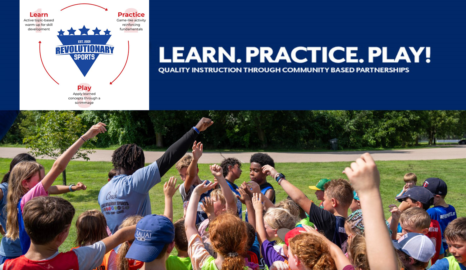 RevSports Learn, Practice, Play graphic