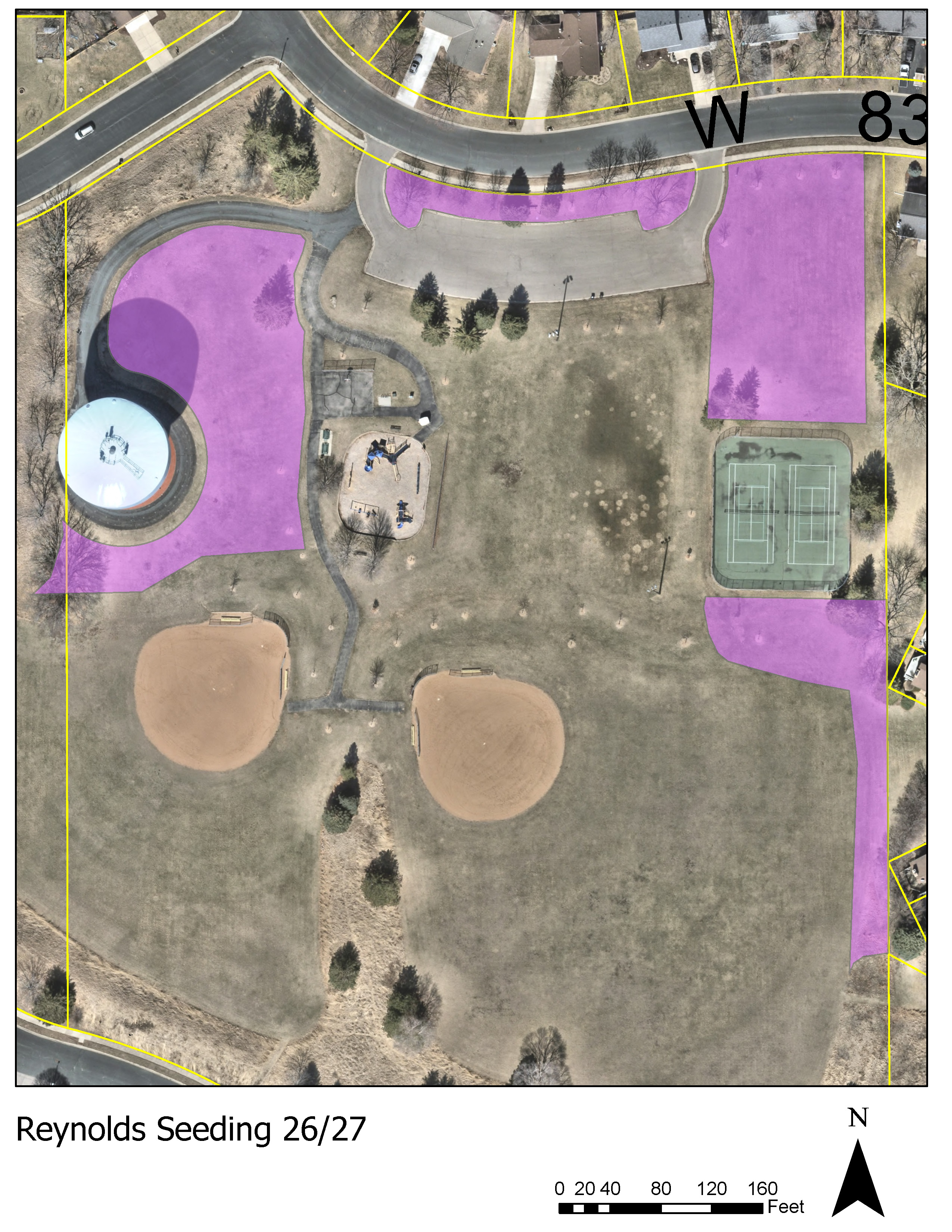 Map showing natural restoration seeding area at Reynolds Park August 2026