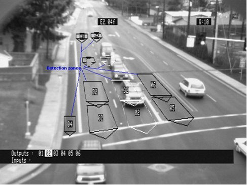 Car traffic in an intersection. 