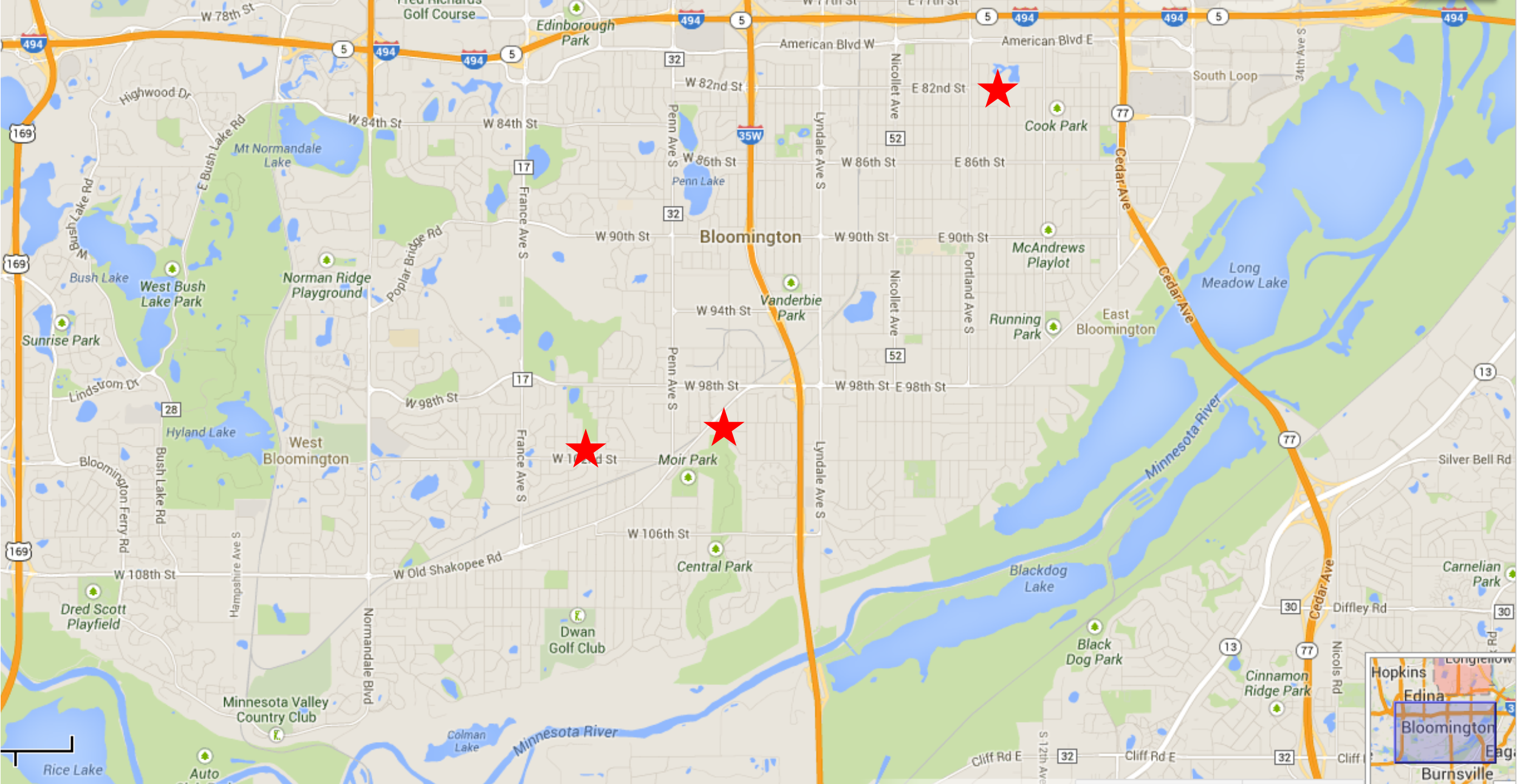 Gardens from west to east: Brookside, Harrison, Smith