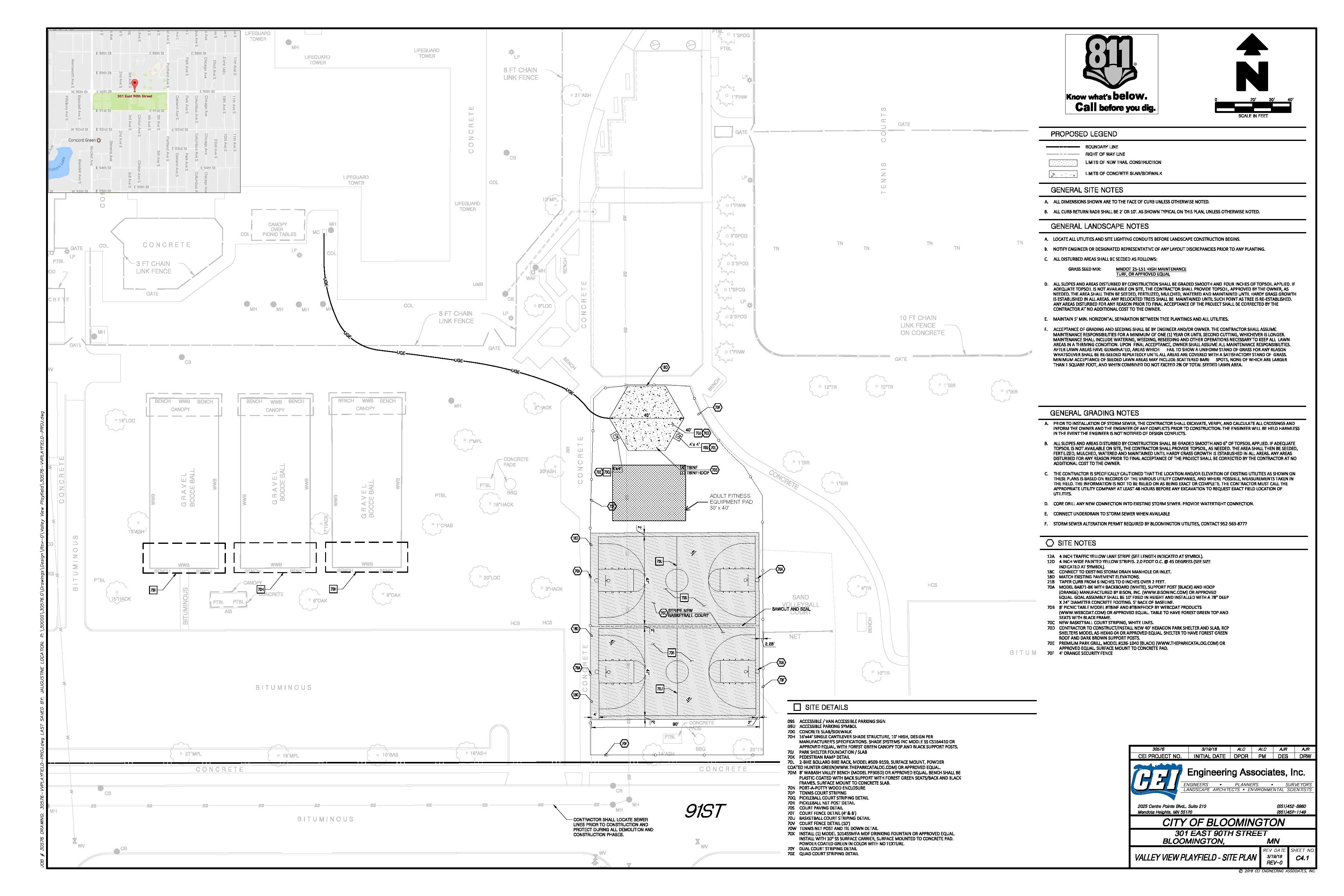 Site plan for Valley View Playfield.