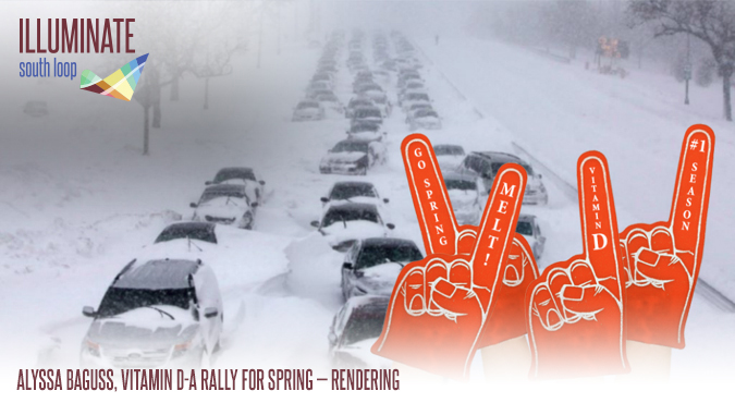 A traffic jam with many cars, all deeply buried in snow.
