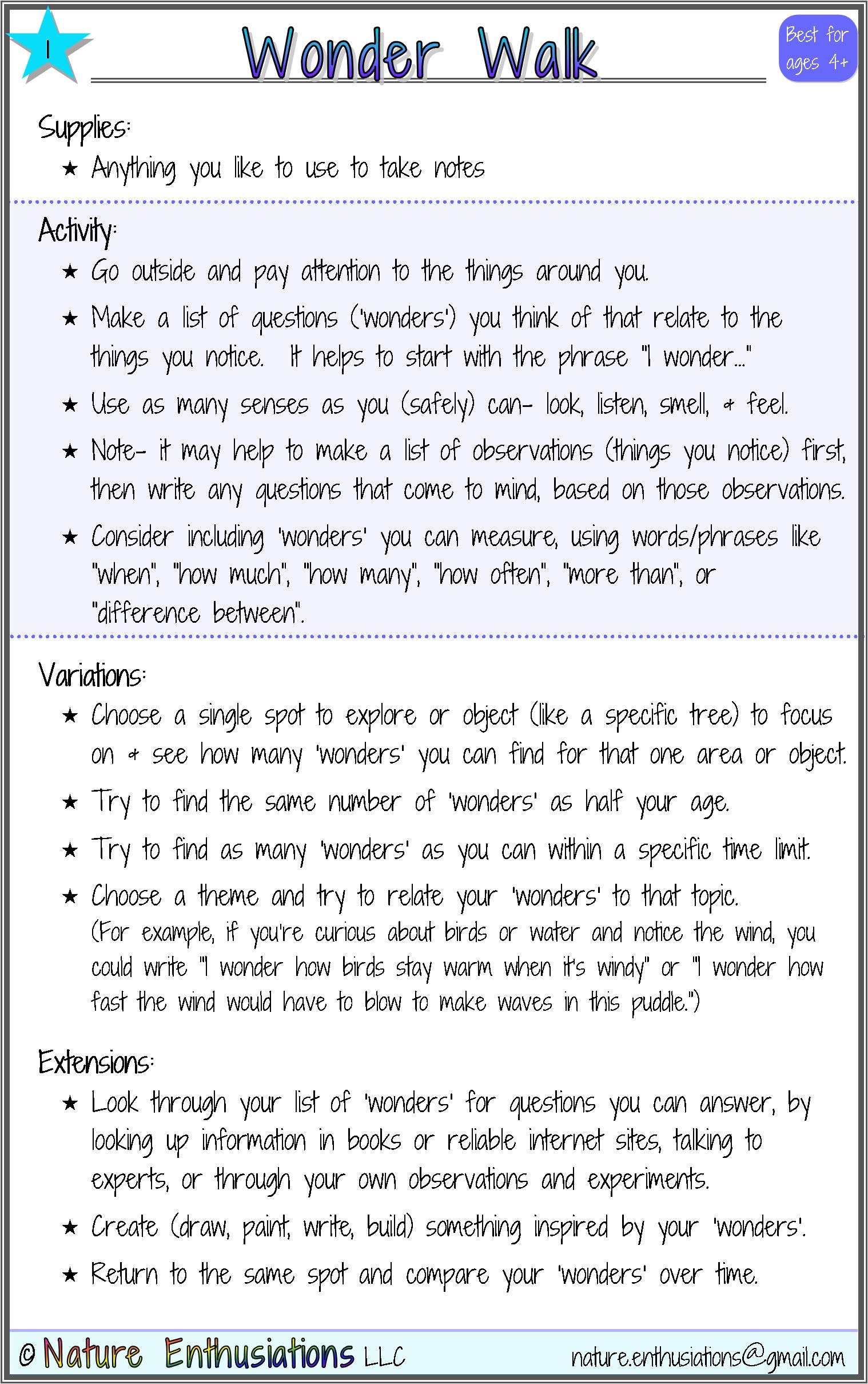 Wonder Walk Activity