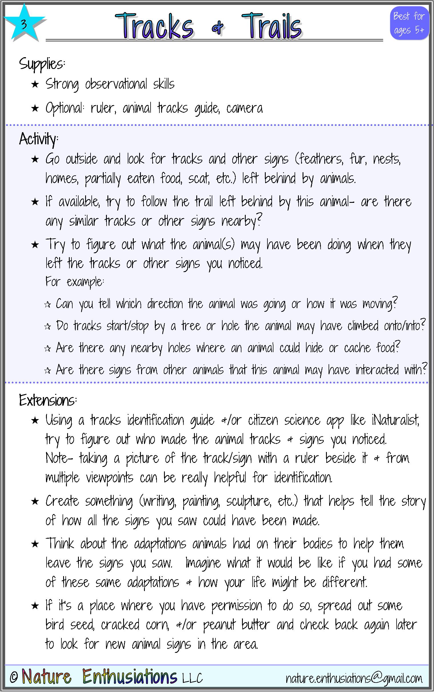 Tracks and Trails Activity
