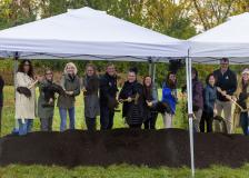 City staff with shovels at groundbreaking