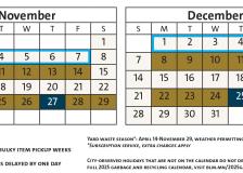 Holiday garbage calendar