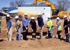 City staff and Council Members celebrate at the groundbreaking ceremony for the new fleet facility.