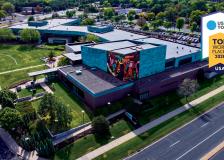 Bloomington Civic Plaza drone image