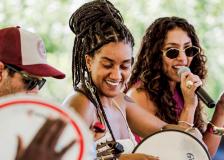 Nature Fest artists playing drums