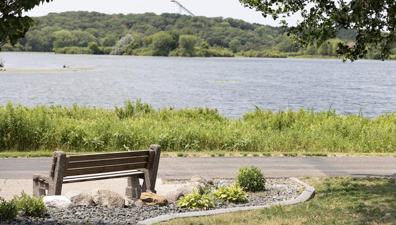 Normandale Lake with one bench