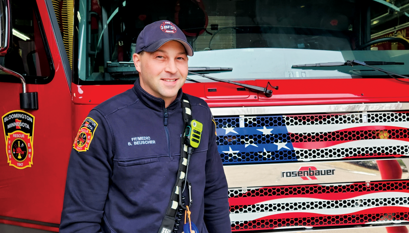 Fire fighter Brad Beuscher