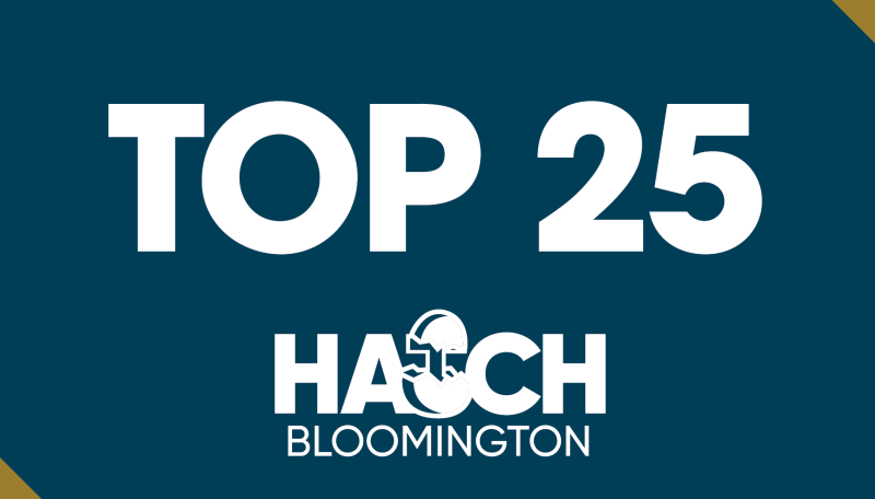 Text on blue background: Top 25 Hatch Bloomington