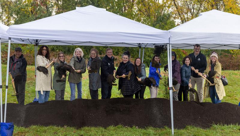 City staff with shovels at groundbreaking