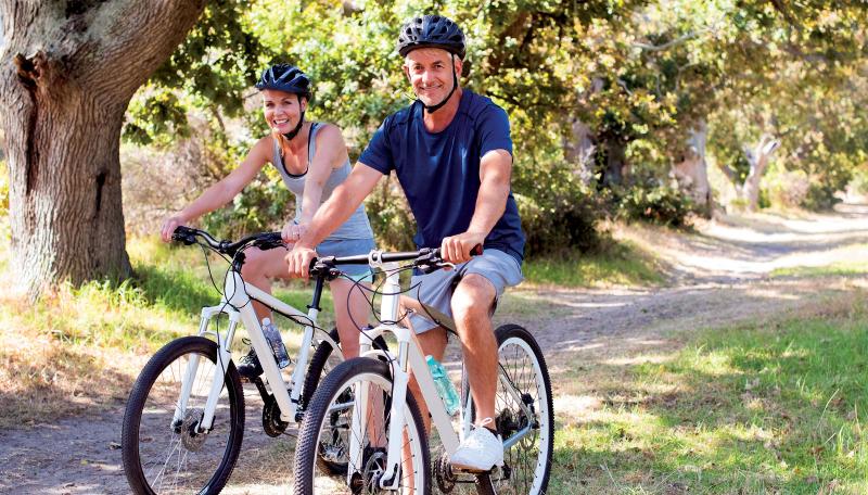 Seniors riding bikes