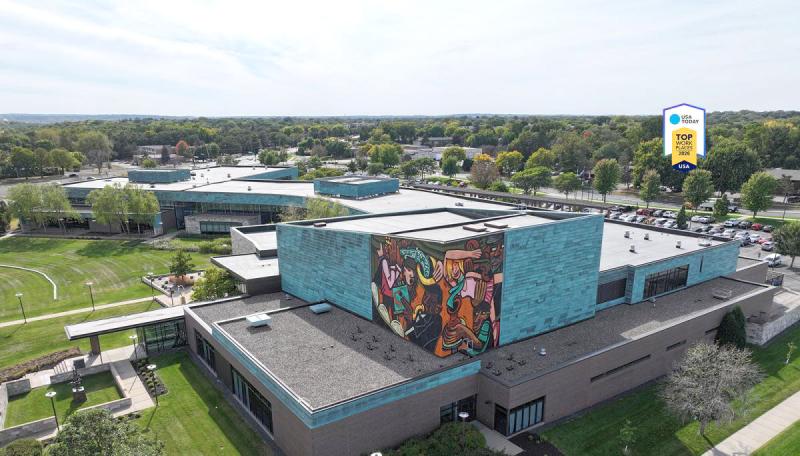 aeriel view of civic plaza