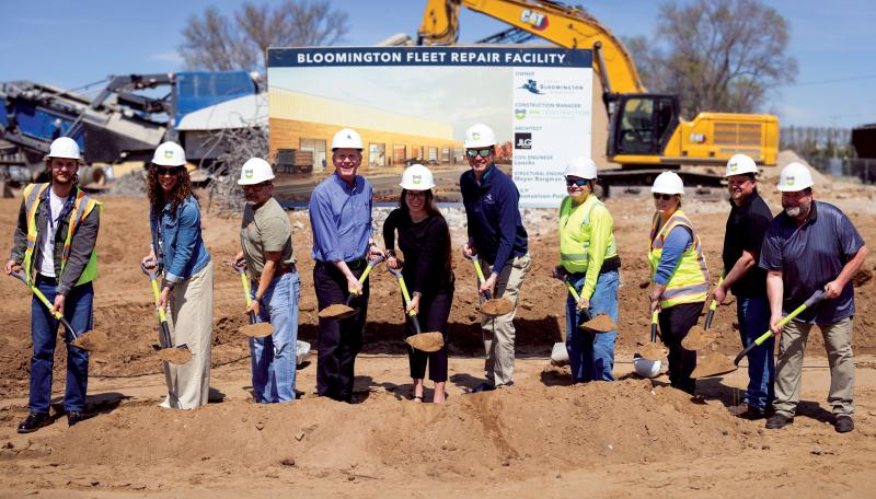 City staff and Council Members celebrate at the groundbreaking ceremony for the new fleet facility.