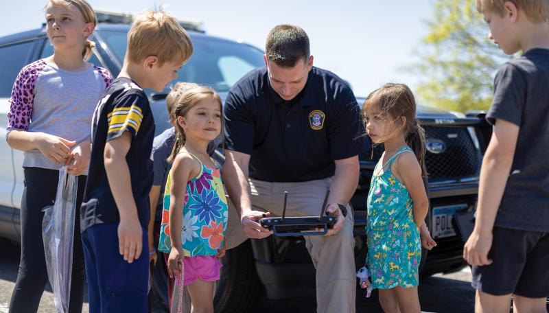 Bloomington Police demonstrate drone equipment at the Police Open House.