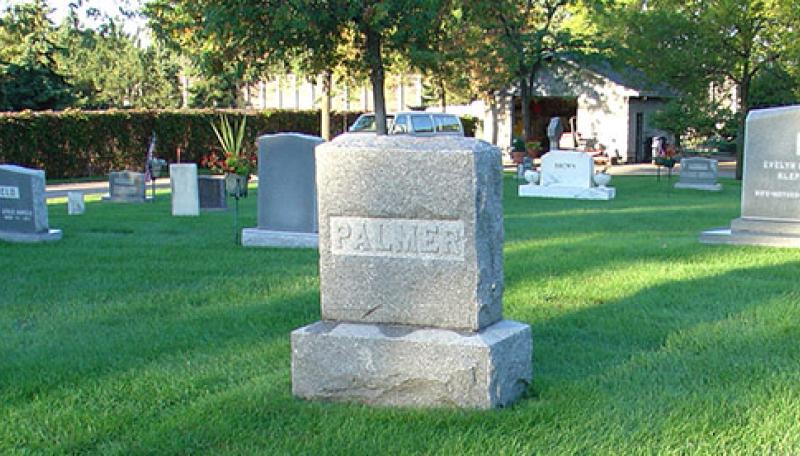 Cemetery stones at Bloomington's City cemetery. 