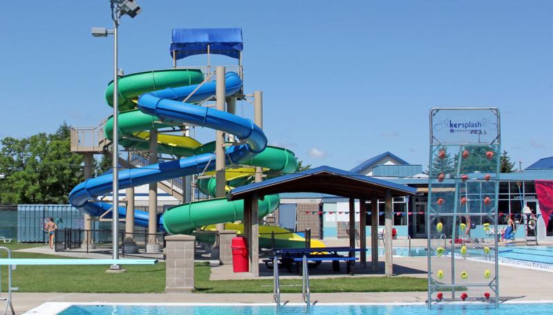Aquatic Center—Slide and climbing wall.