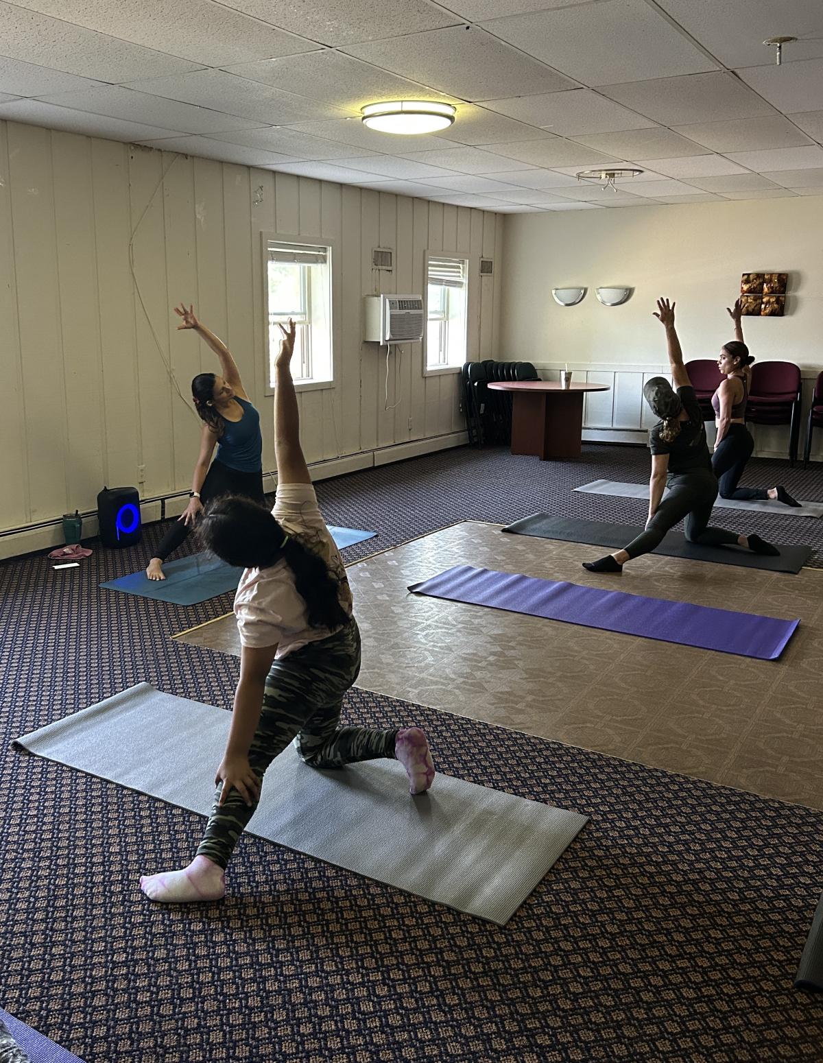 Residents at yoga class