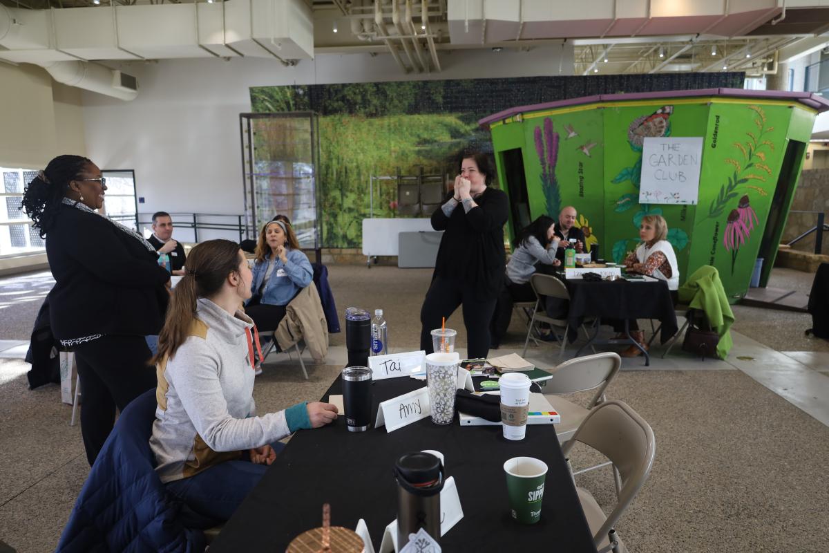 Bloomington Leadership Program members attend a meeting at the Bloomington Wildlife refuge.
