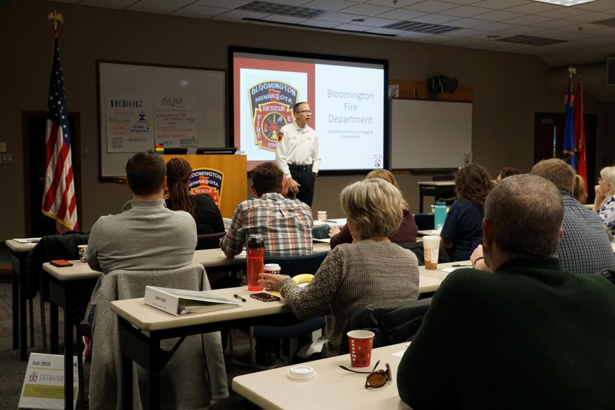 The Bloomington Police Chief presents to the Bloomington Leadership Program