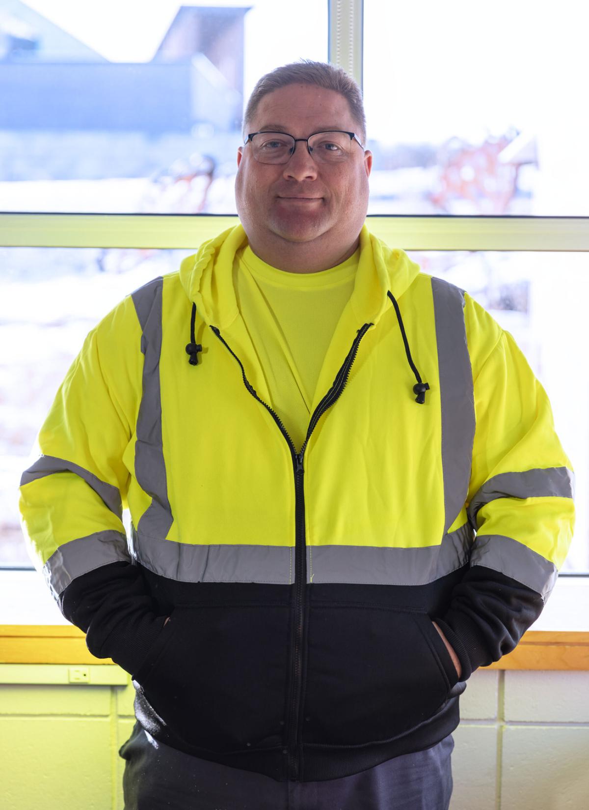 Public Works employee in a uniform.