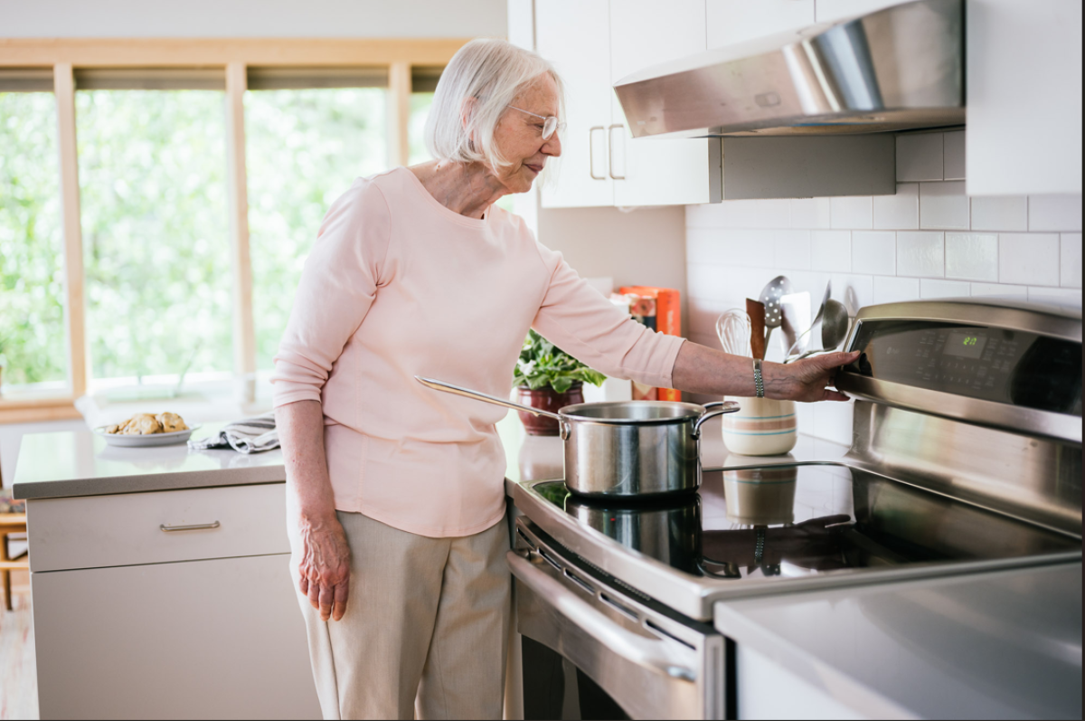 Person adjusting temperature of induction stove