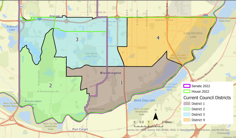 Map of current council member districts